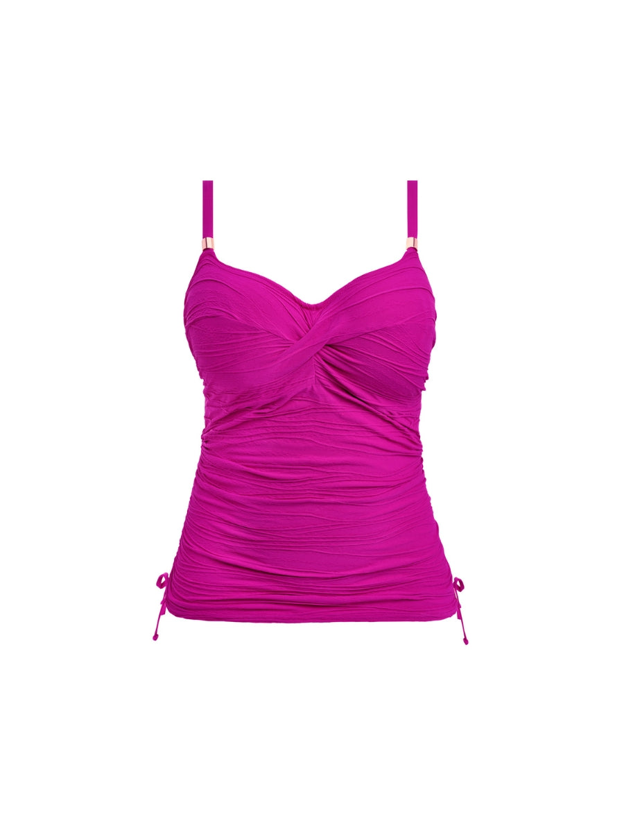 Beach Waves Twist Front Tankini - Bright Fuchsia