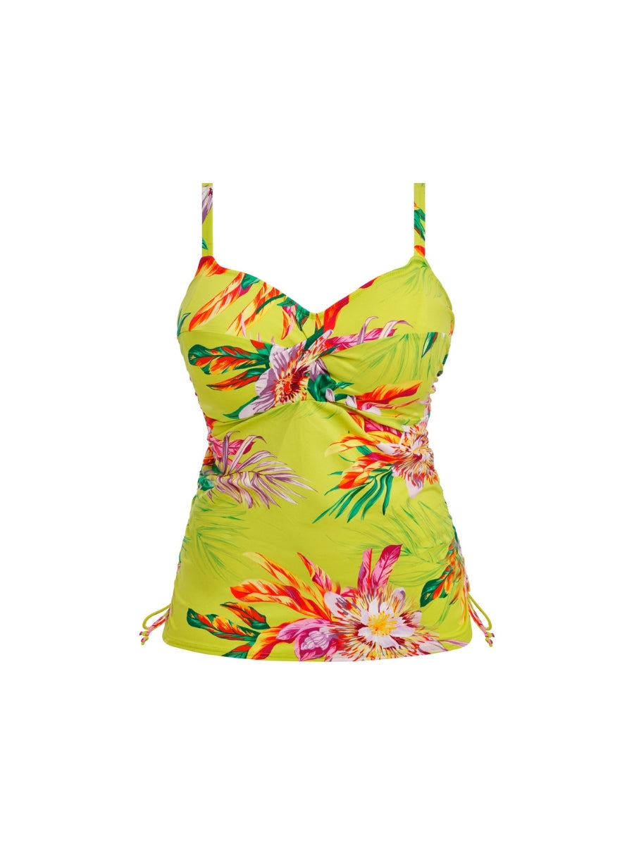 Cala Macarella Twist Front Tankini Top - Zest