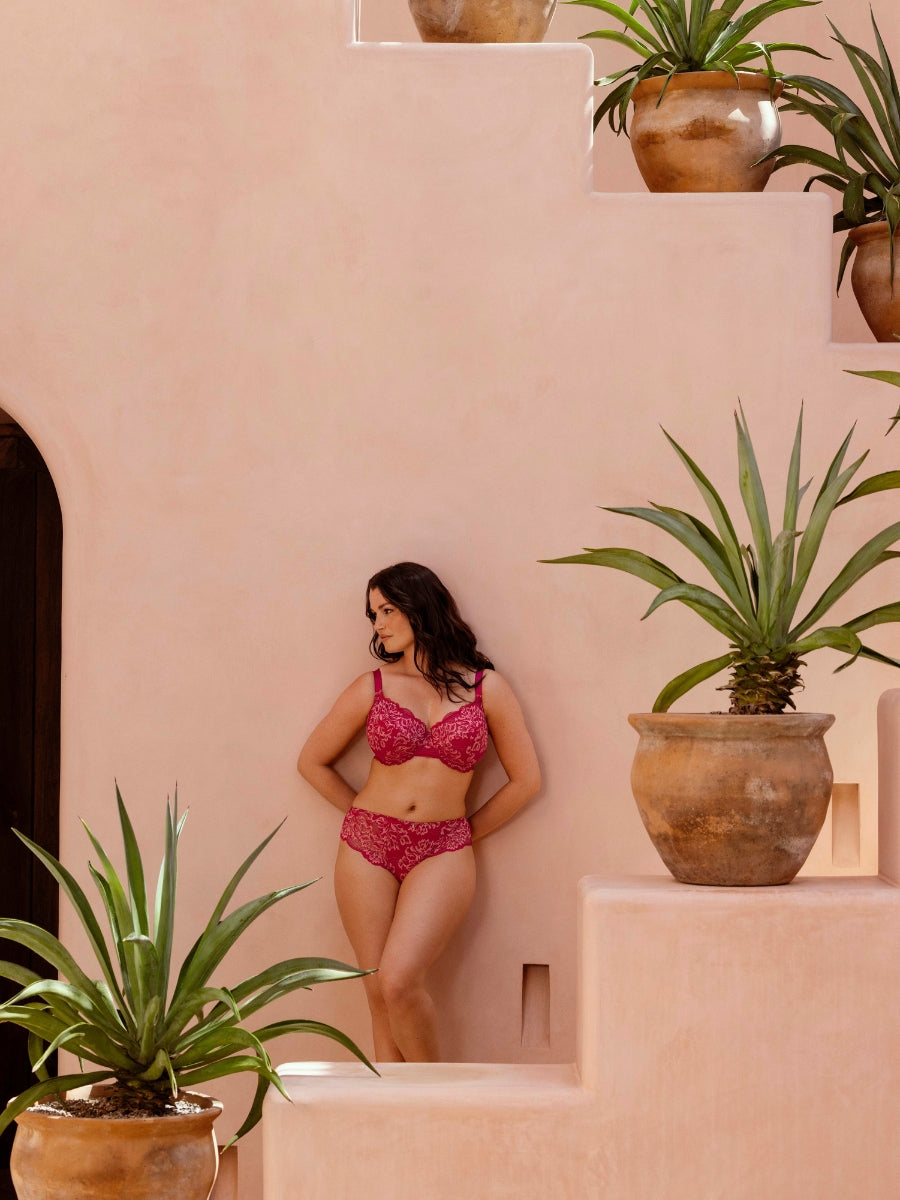 Emmaline Side Support Bra - Cerise
