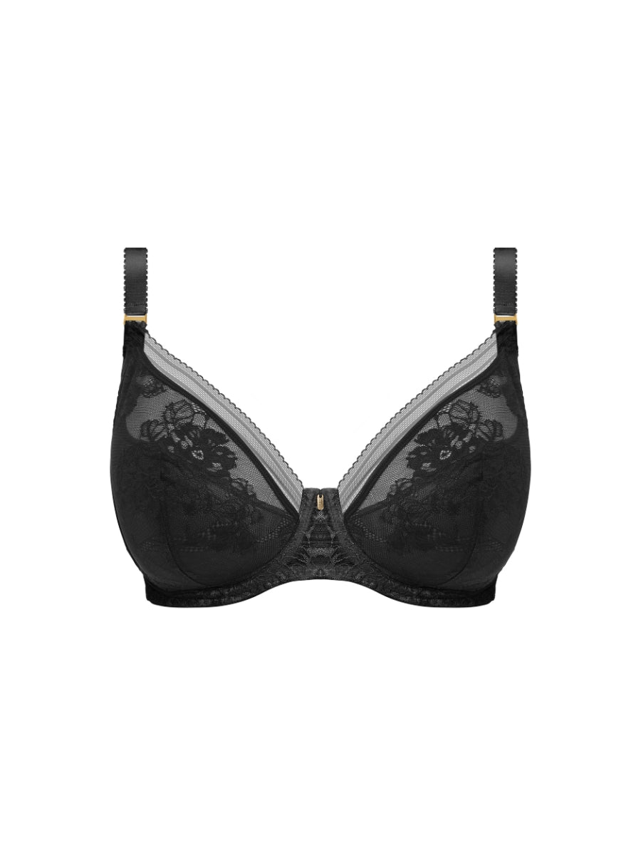 Fusion Lace Plunge Bra  - Black