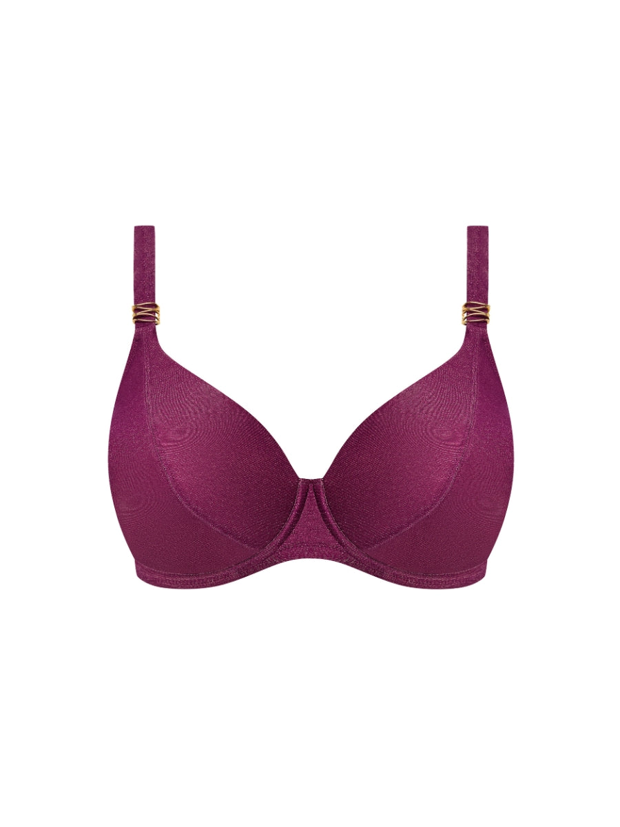 Paros Coast Plunge Bikini Top - Berry Shimmer
