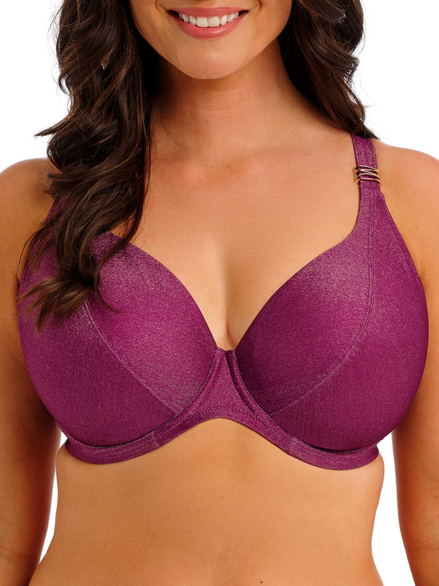 Paros Coast Plunge Bikini Top - Berry Shimmer