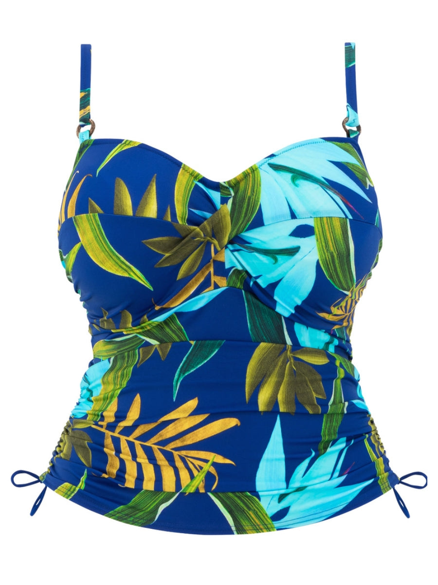 Pichola Twist Front Tankini Top - Tropical Blue