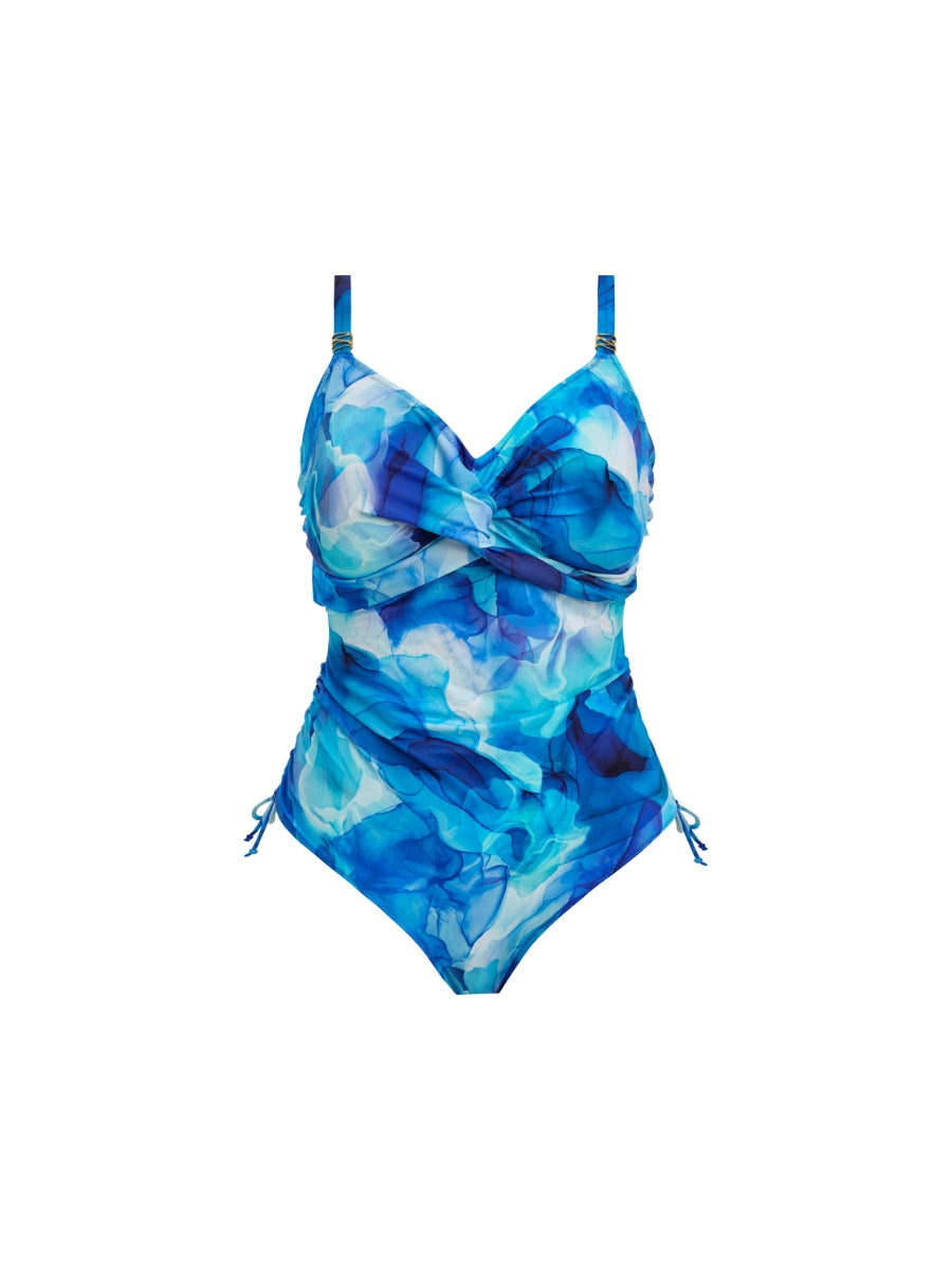 Saunton Sands Twist Front Swimsuit - Dazzling Blue