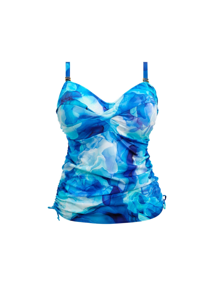 Saunton Sands Twist Front Tankini Top - Dazzling Blue