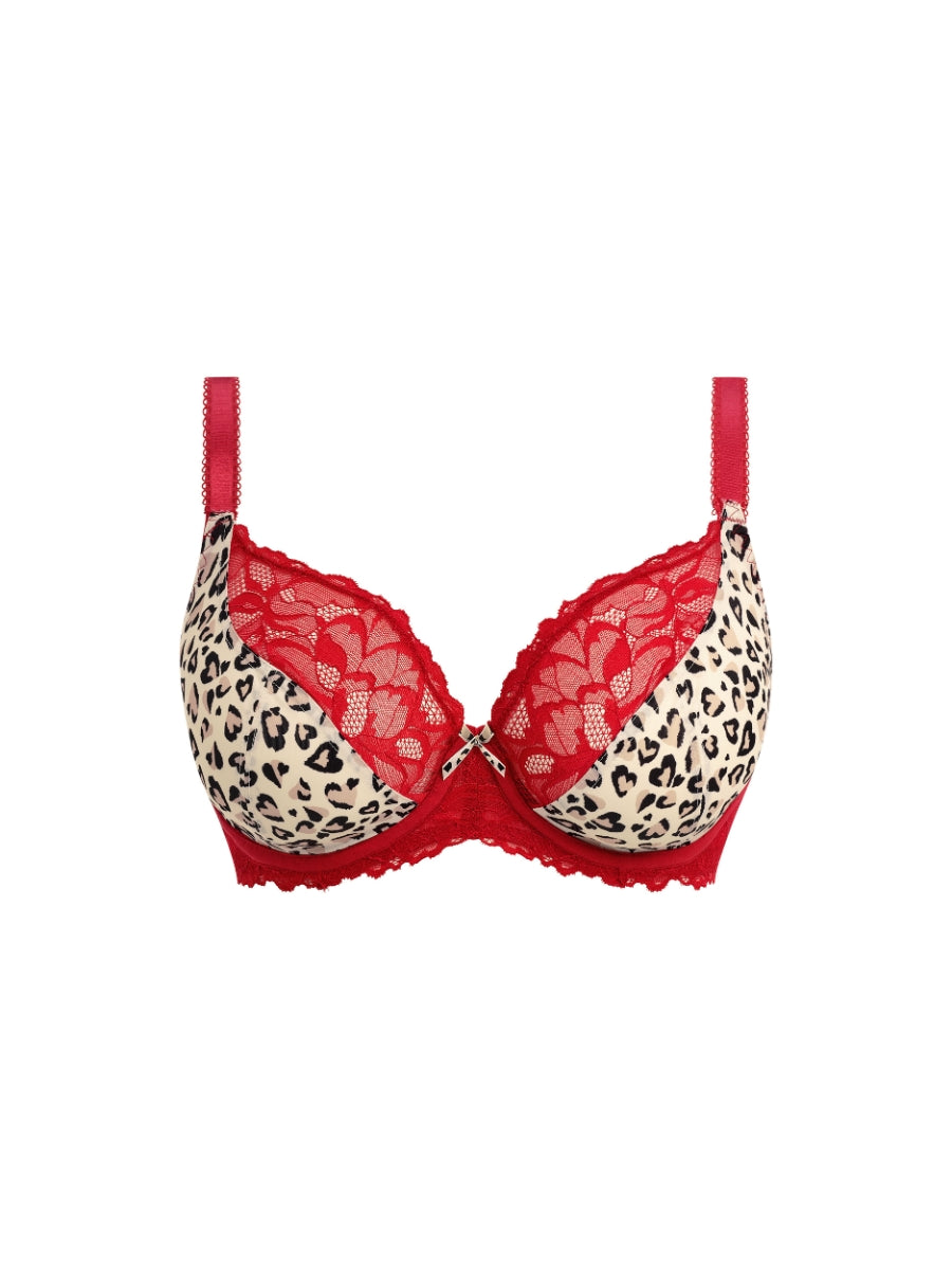 Cherish Me Plunge Bra - Red Leopard