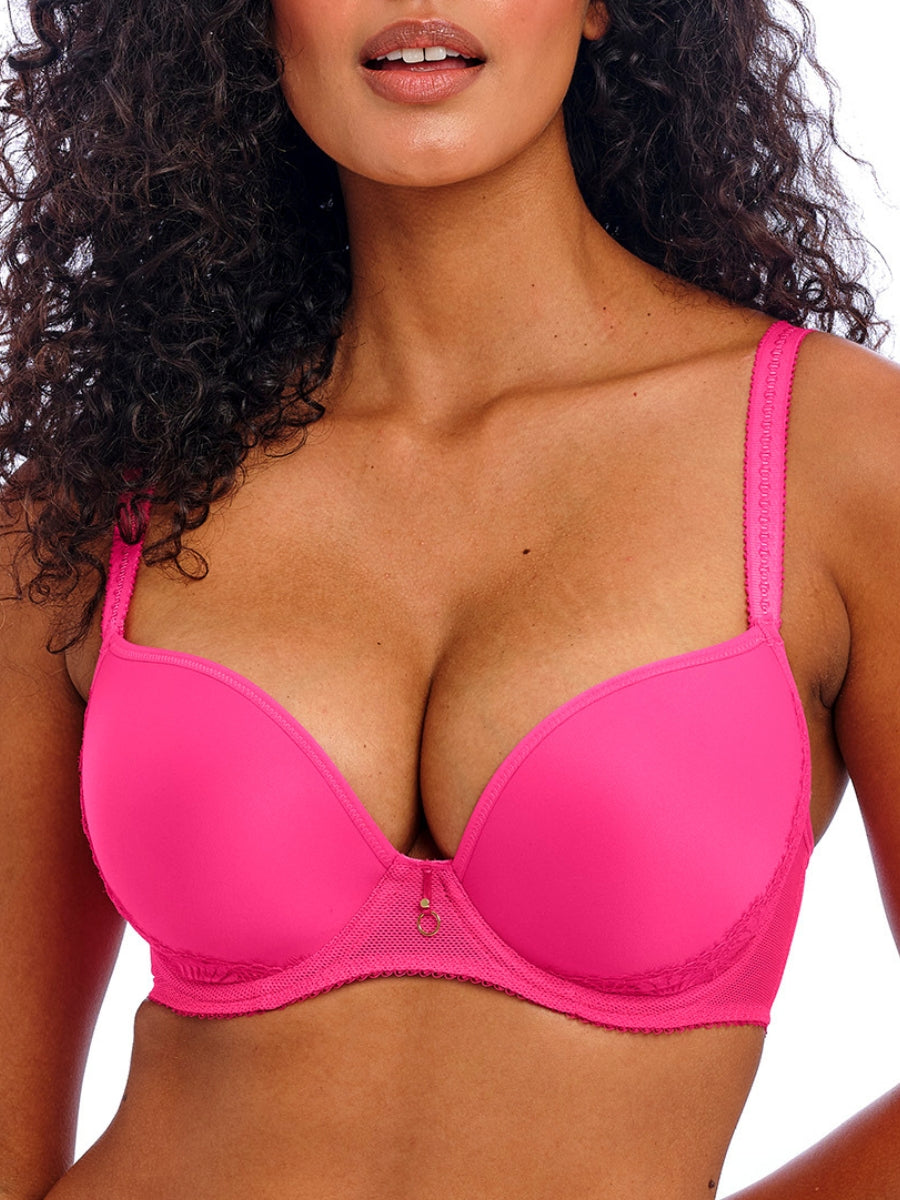 Fascinate Moulded Plunge T-Shirt Bra - Hot Pink