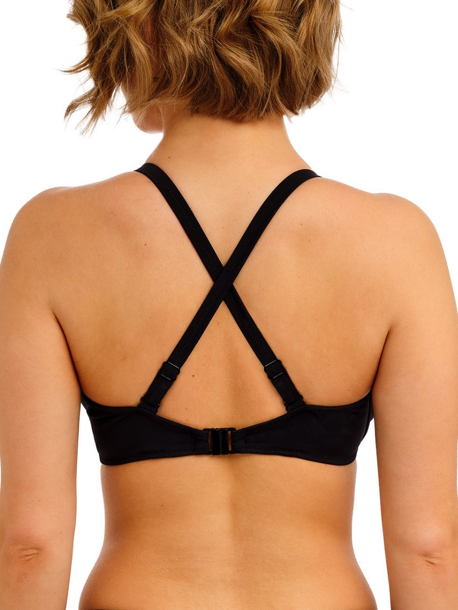 Jewel Cove Low Plunge Bikini Top - Plain Black