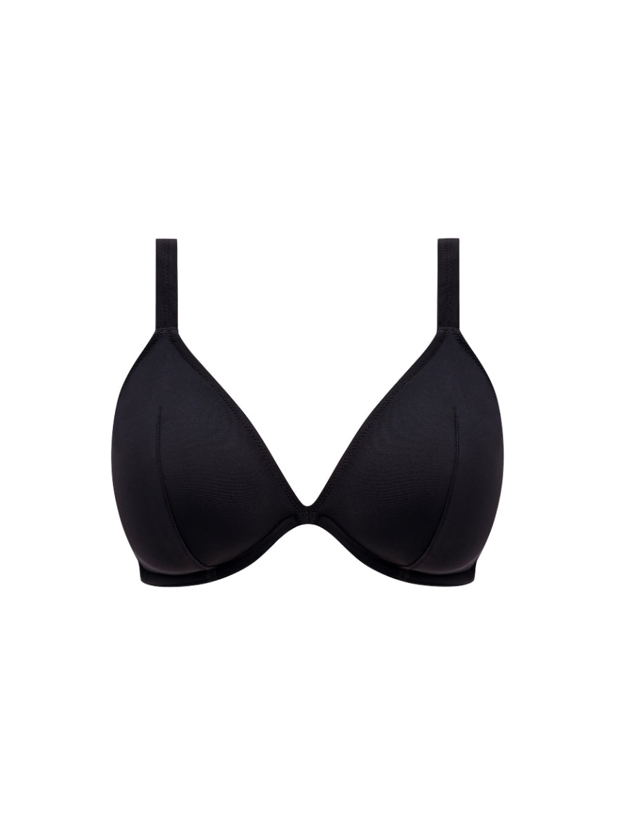 Jewel Cove Low Plunge Bikini Top - Plain Black
