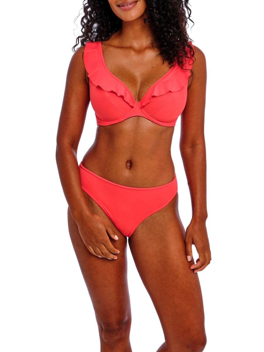 Jewel Cove High Apex Bikini Top - Plain Sunset