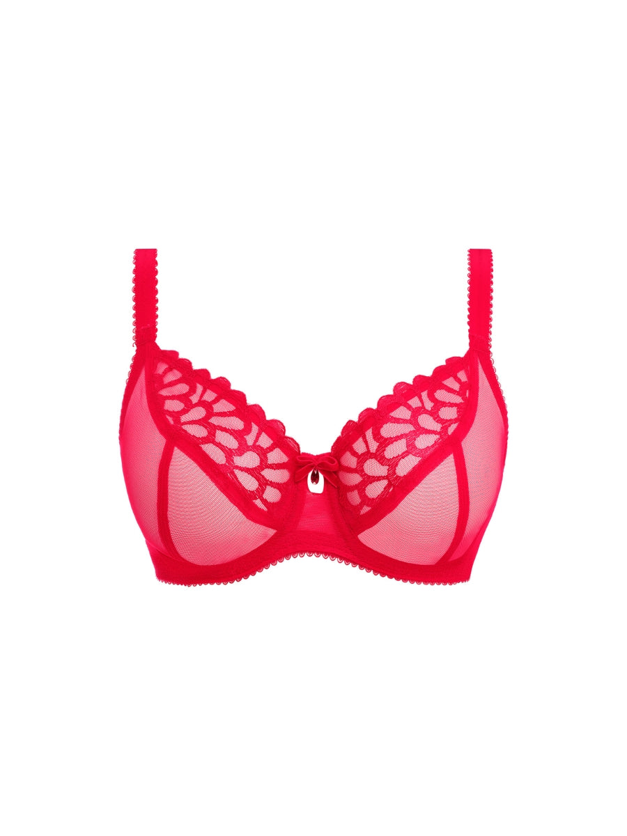Loveland Sheer Plunge Bra - Bombshell Chilli Red
