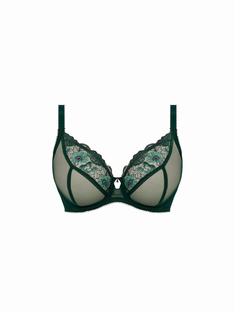 Loveland Sheer Plunge Bra - Deep Emerald