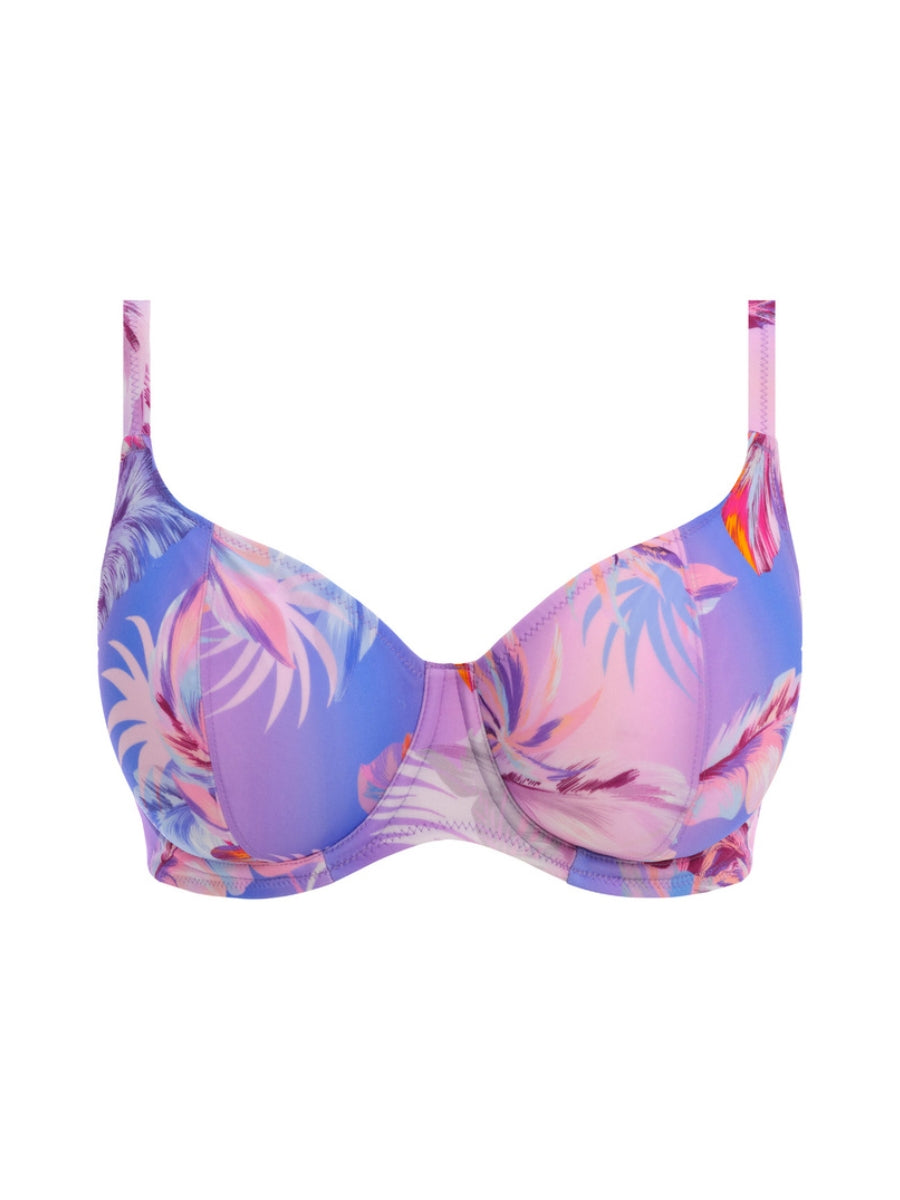 Miami Sunset Plunge Bikini Top - Cassis