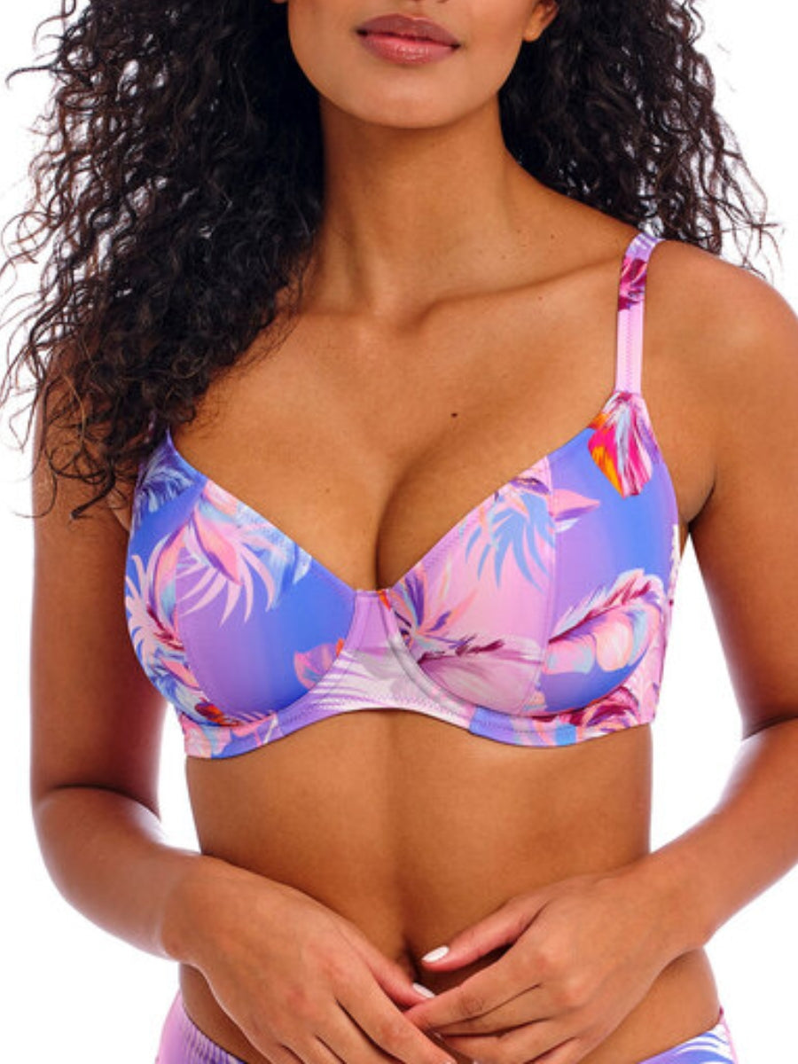 Miami Sunset Plunge Bikini Top - Cassis