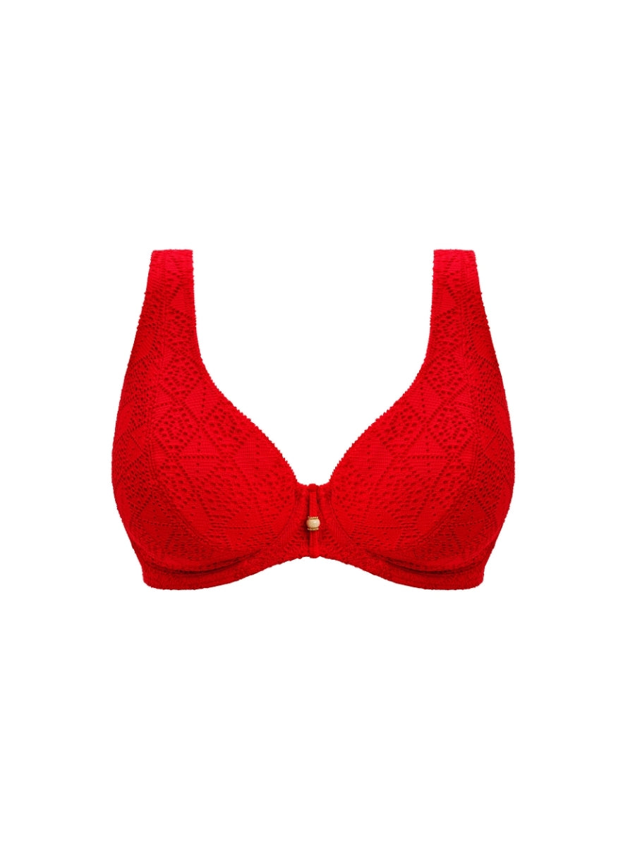 Nomad Nights High Apex Bikini Top - Lava
