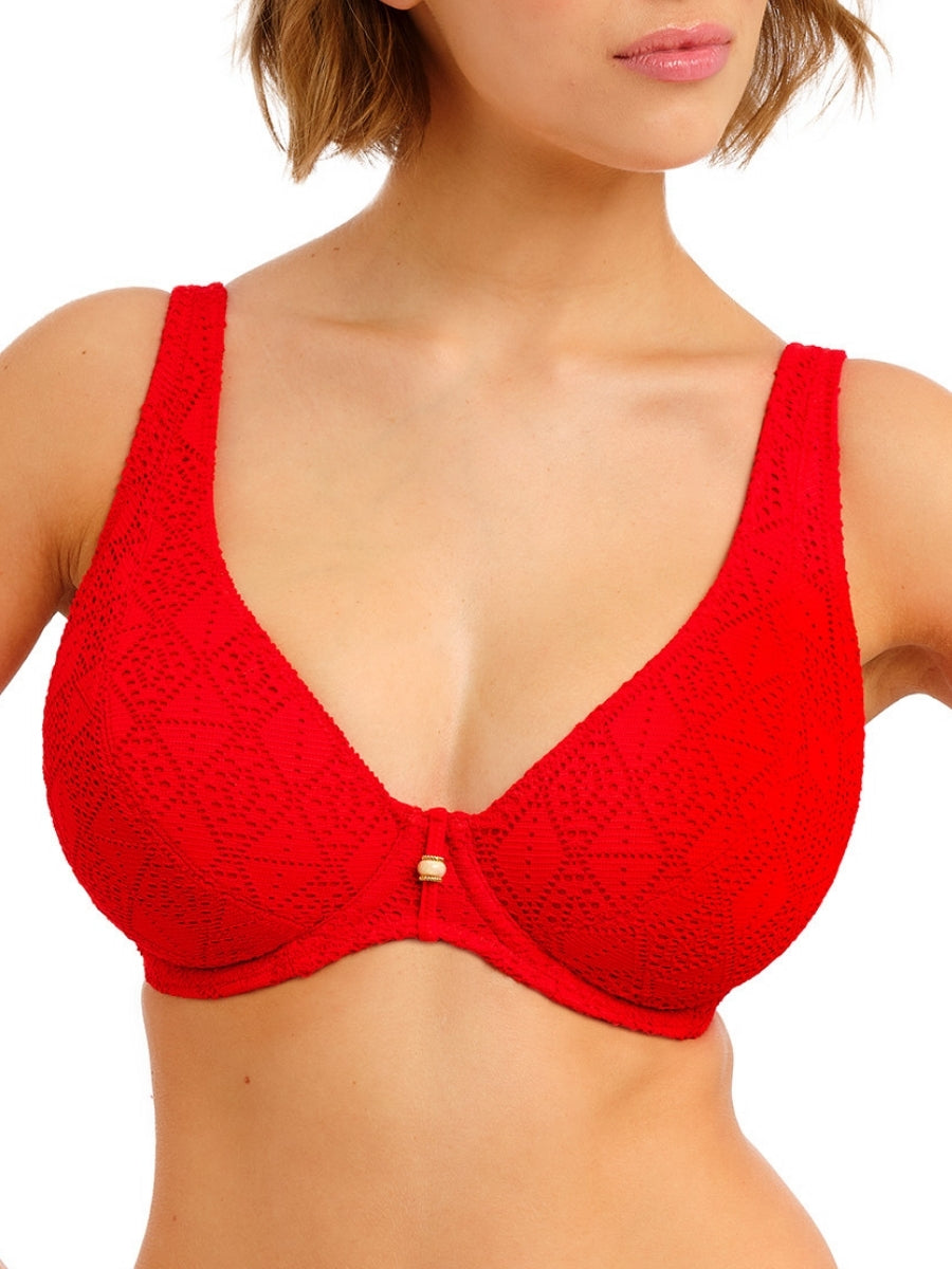 Nomad Nights High Apex Bikini Top - Lava