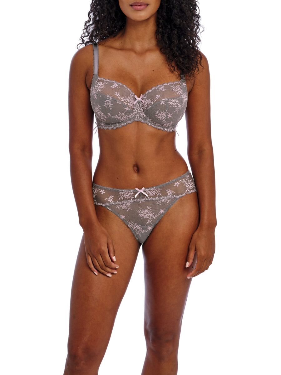 Offbeat Decadence Side Support Bra - Grey/Pink