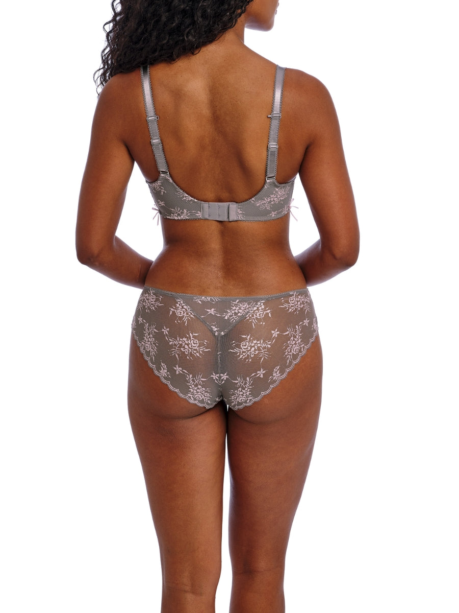 Offbeat Decadence Side Support Bra - Grey/Pink