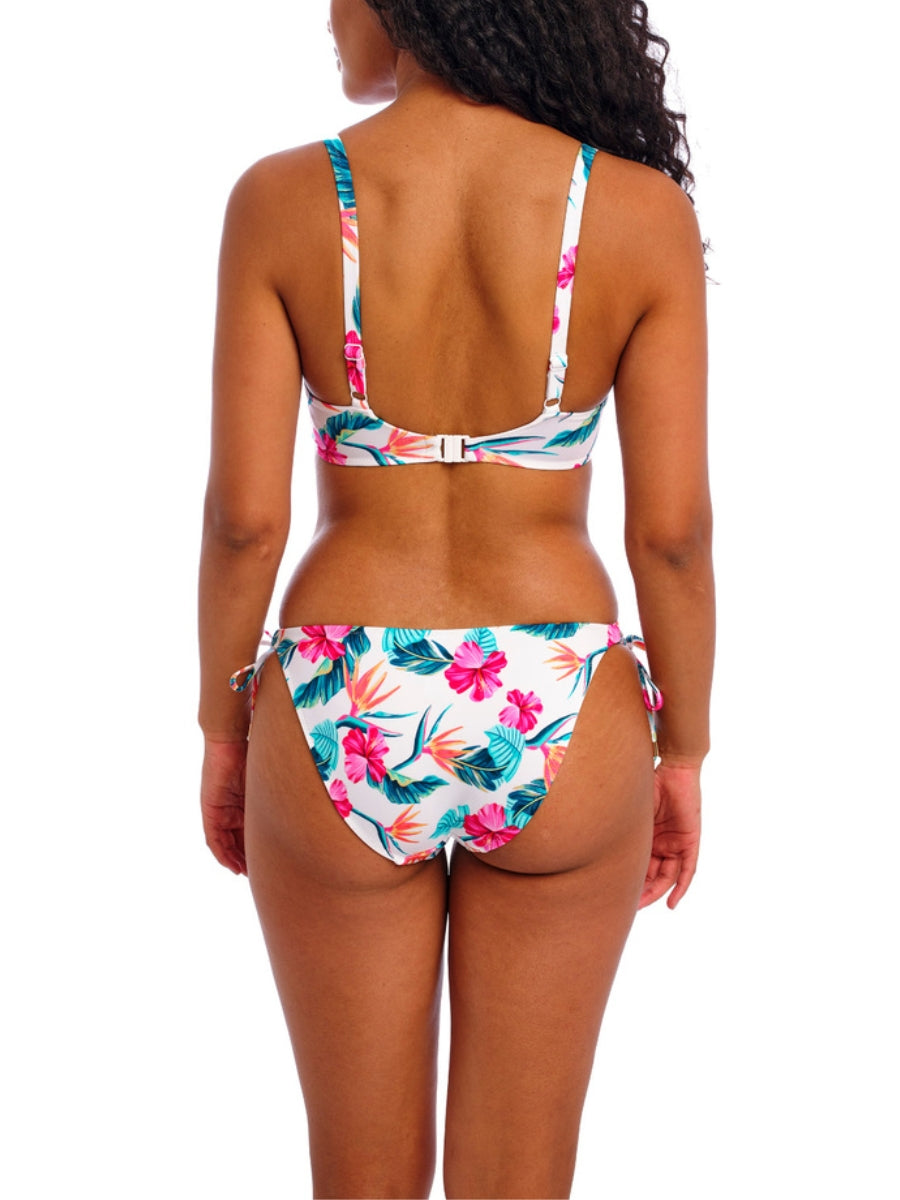 Palm Paradise Low Plunge Bikini Top - White
