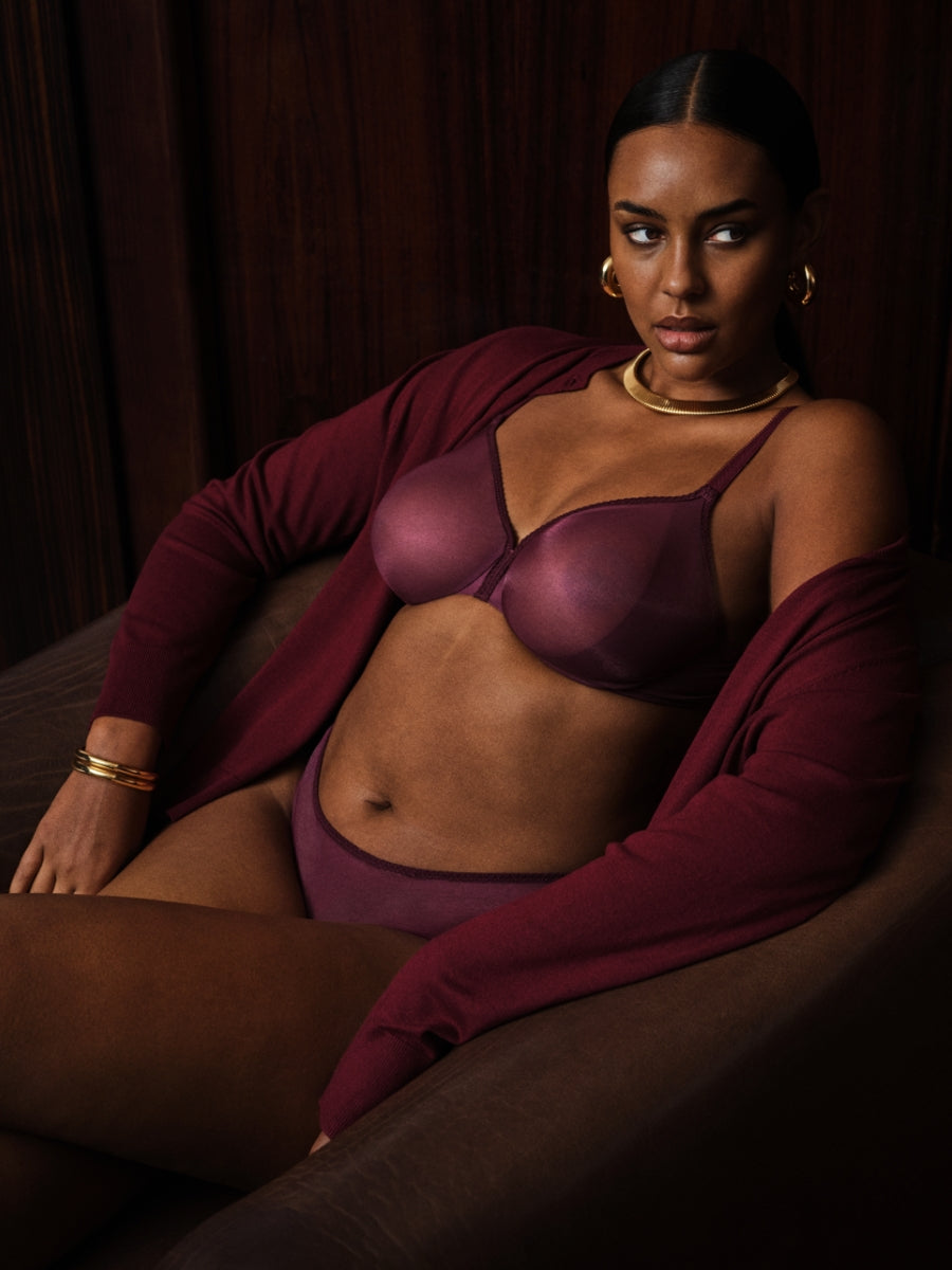 Glossies Sheer Moulded Bra - Grape Wine