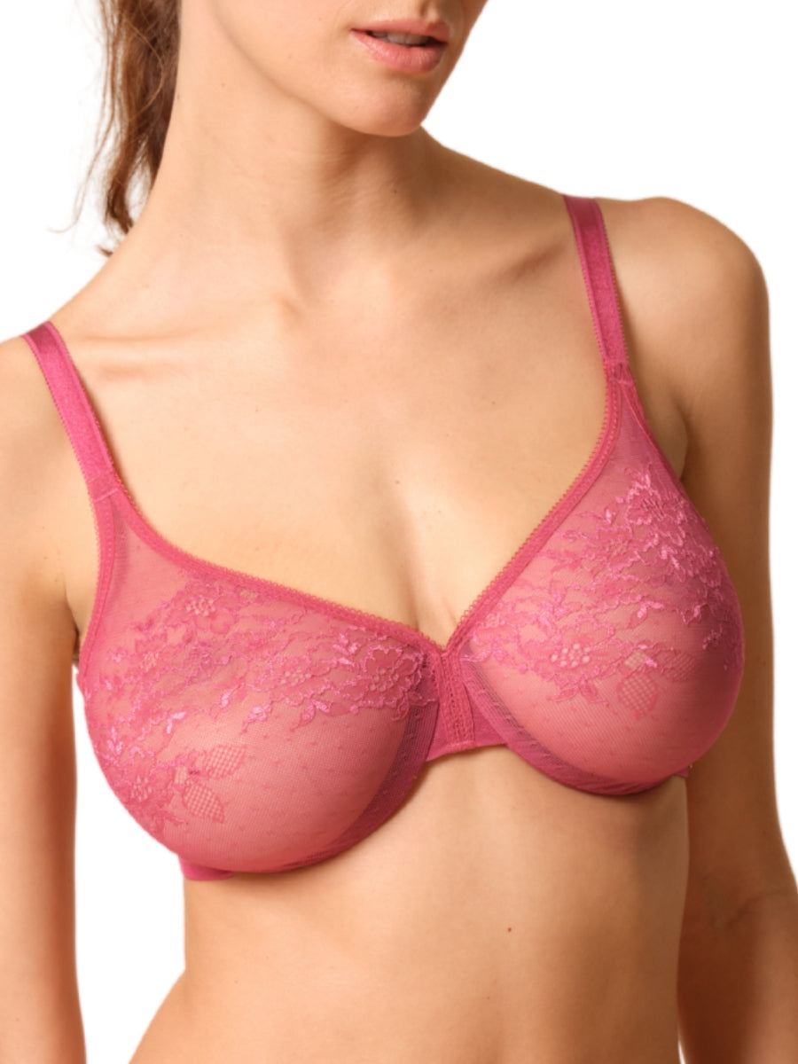 Glossies Lace Sheer Moulded Bra - Rose