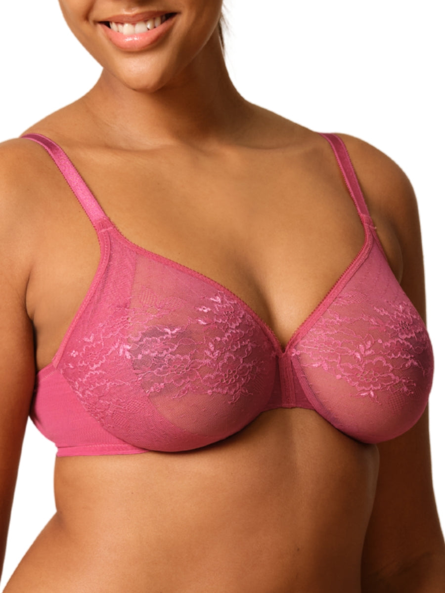 Glossies Lace Sheer Moulded Bra - Rose
