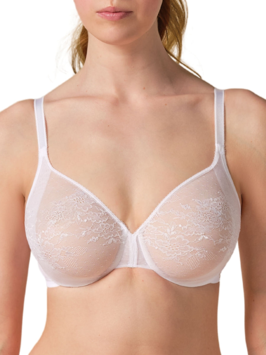Glossies Lace Sheer Moulded Bra - White