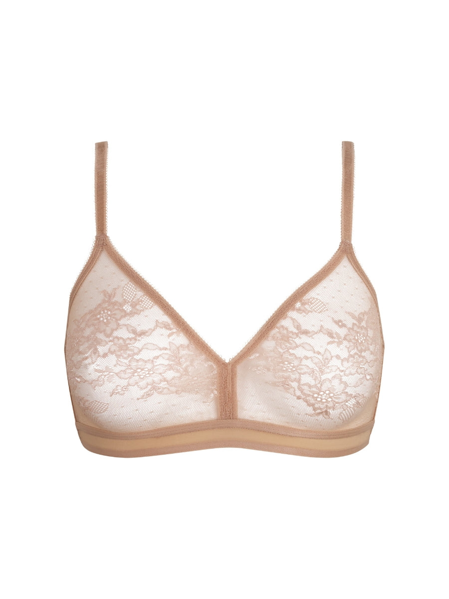 Glossies Lace Sheer Bralette - Nude