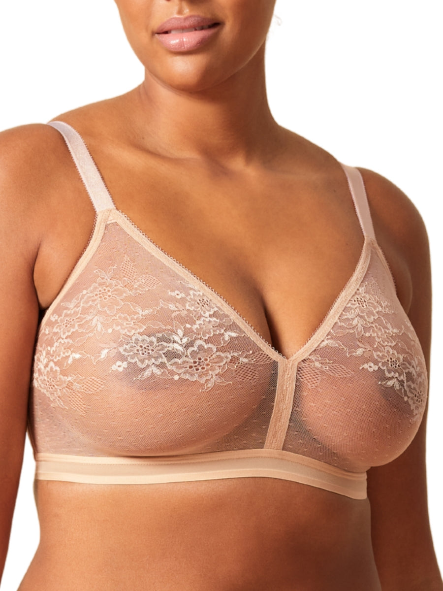 Glossies Lace Sheer Bralette - Nude