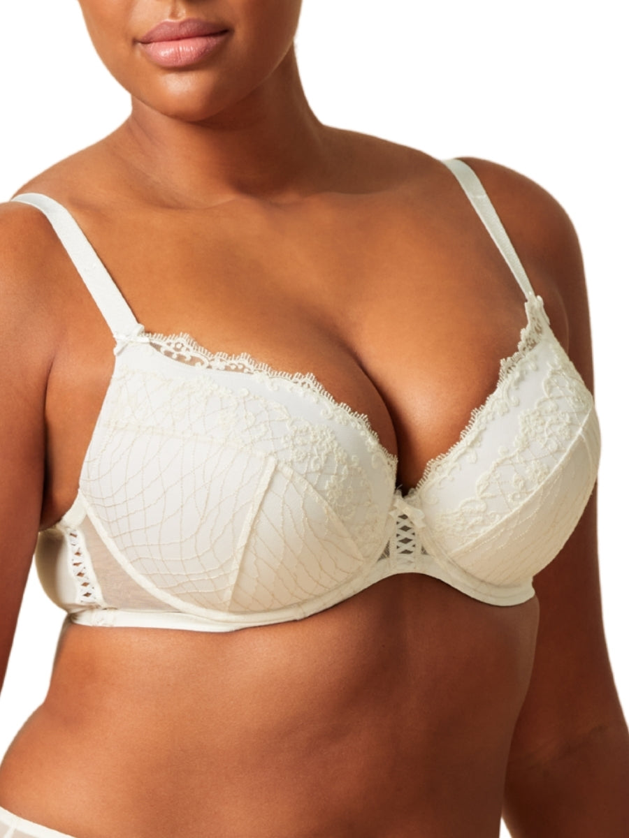 Lacage Padded Plunge Bra - Pale Ivory