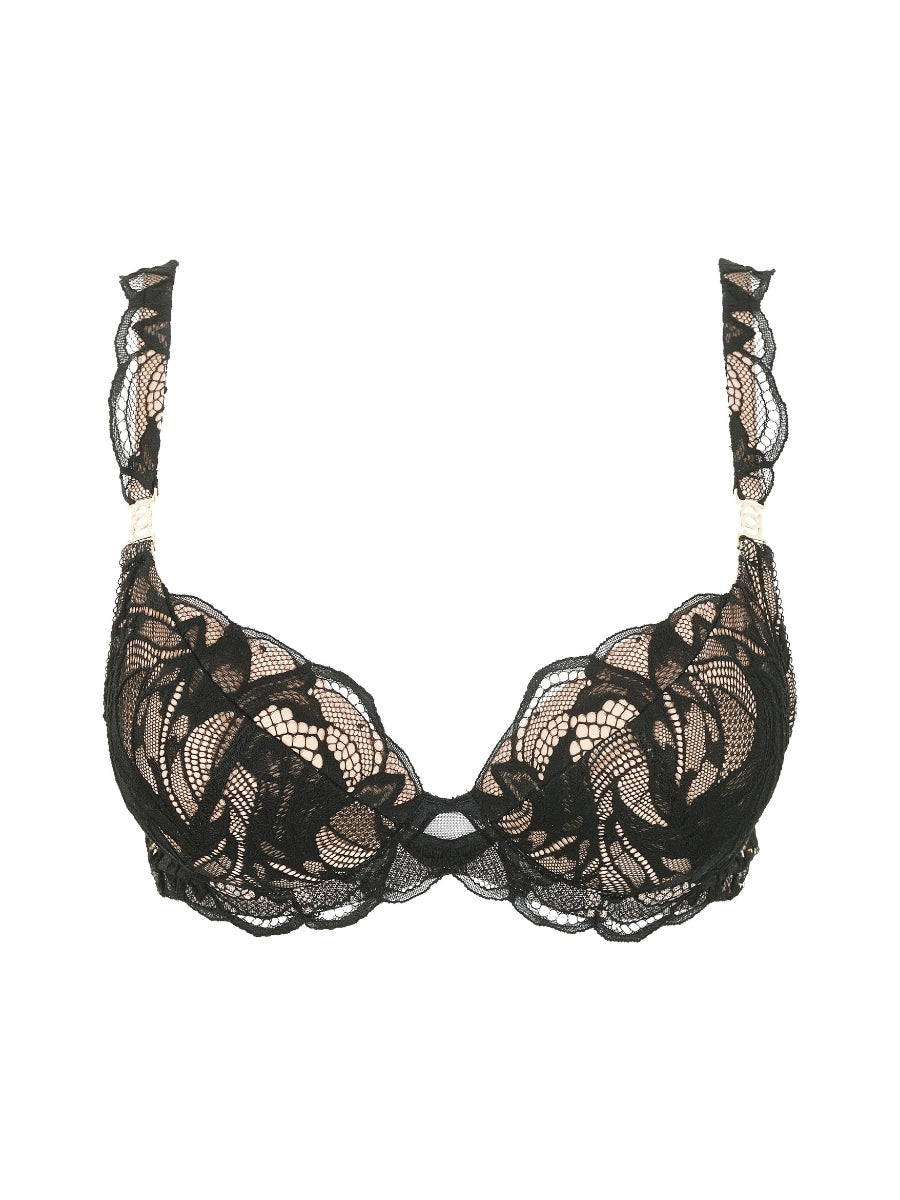 Lace Soirée Padded Plunge Bra - Black