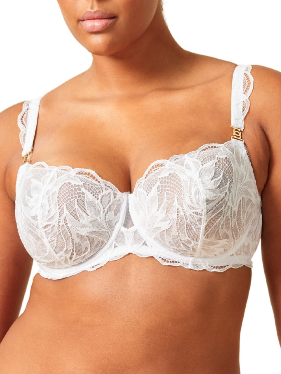 Lace Soirée Demi Balconette Bra - White