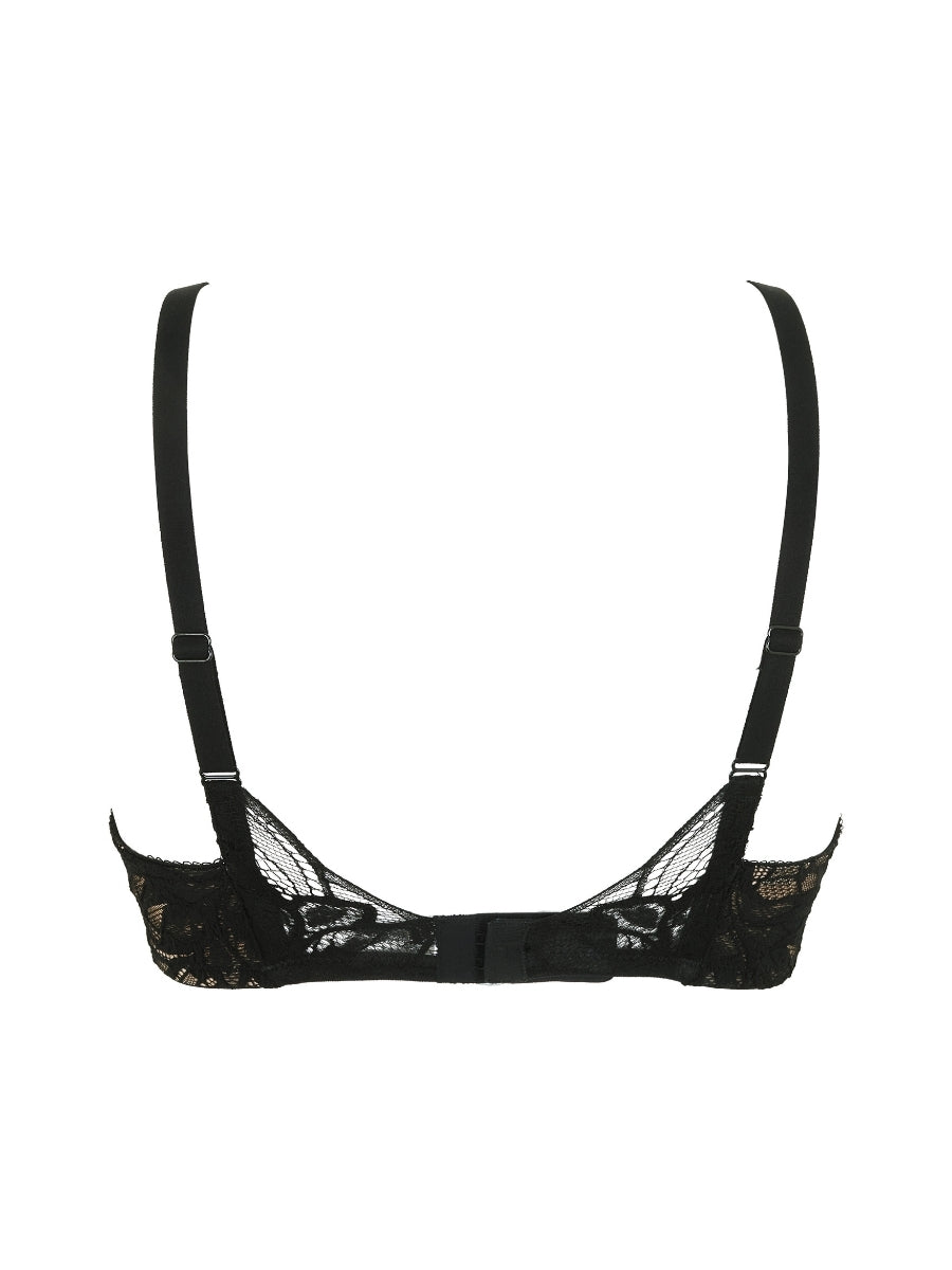 Lace Soirée High Apex Plunge Bra - Black