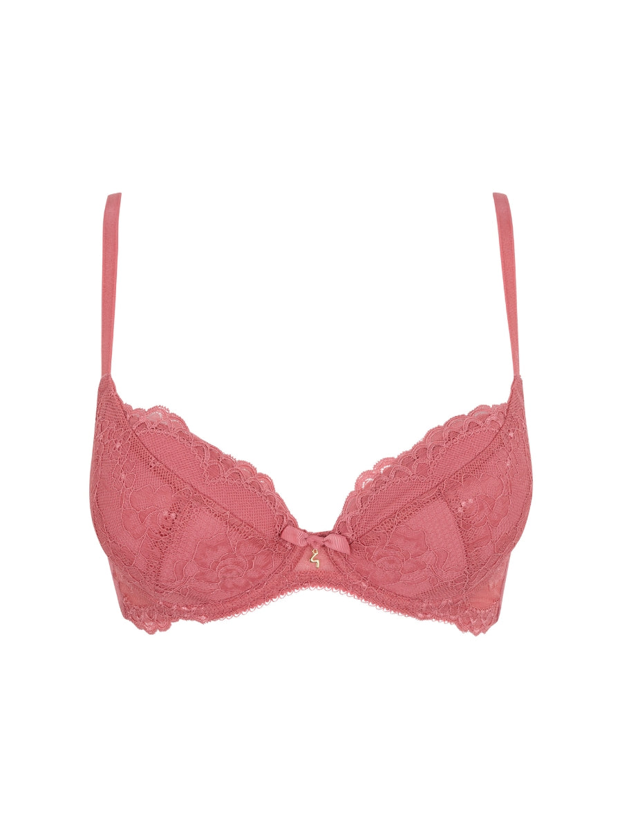 Superboost Lace Padded Plunge Bra - Mauve Pink