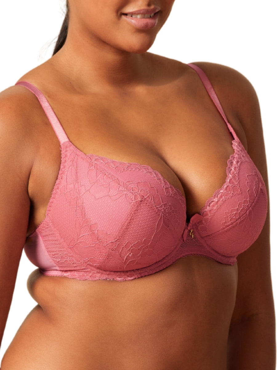 Superboost Lace Padded Plunge Bra - Mauve Pink
