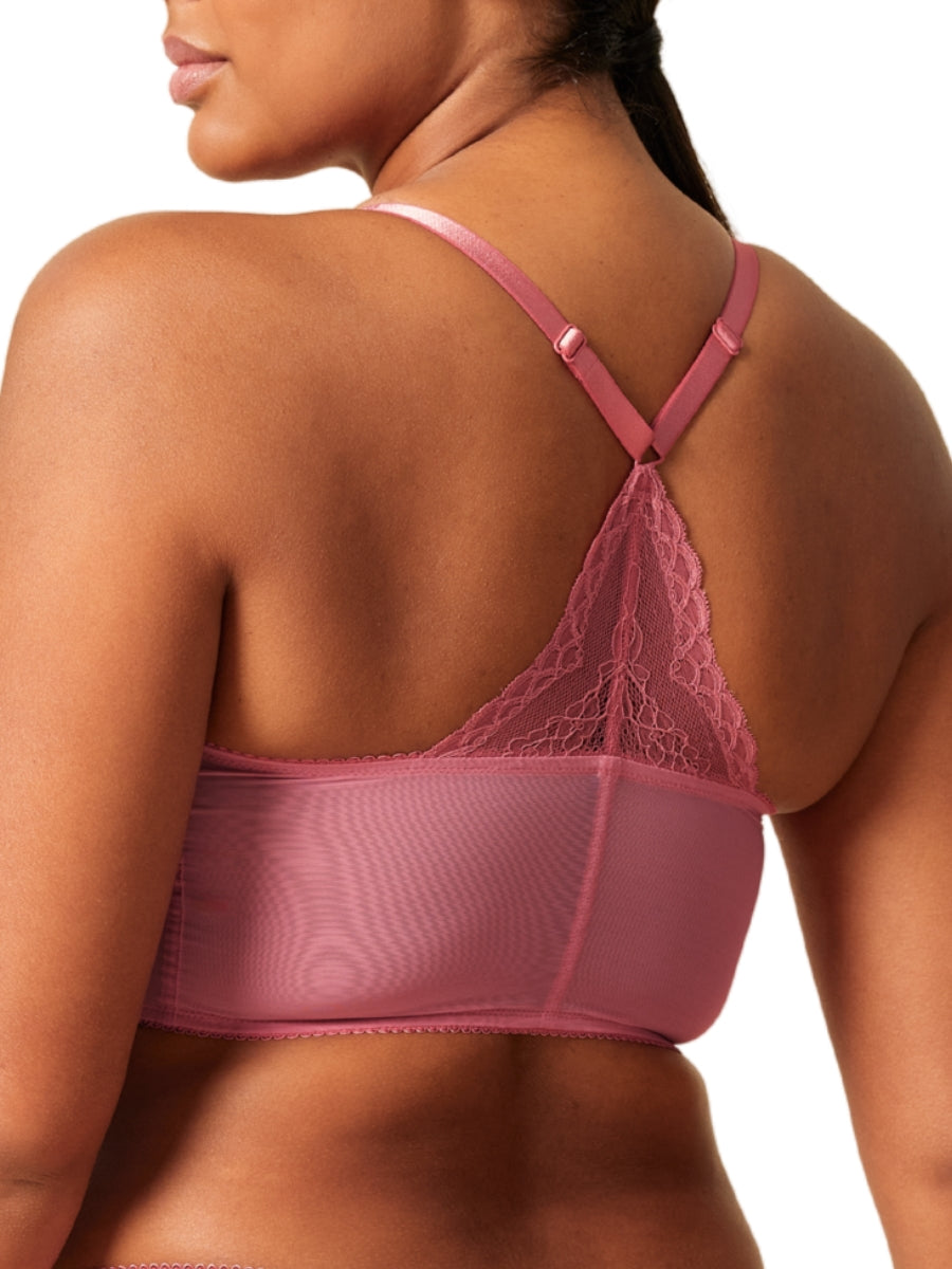 Superboost Lace Deep V Bralette - Mauve Pink