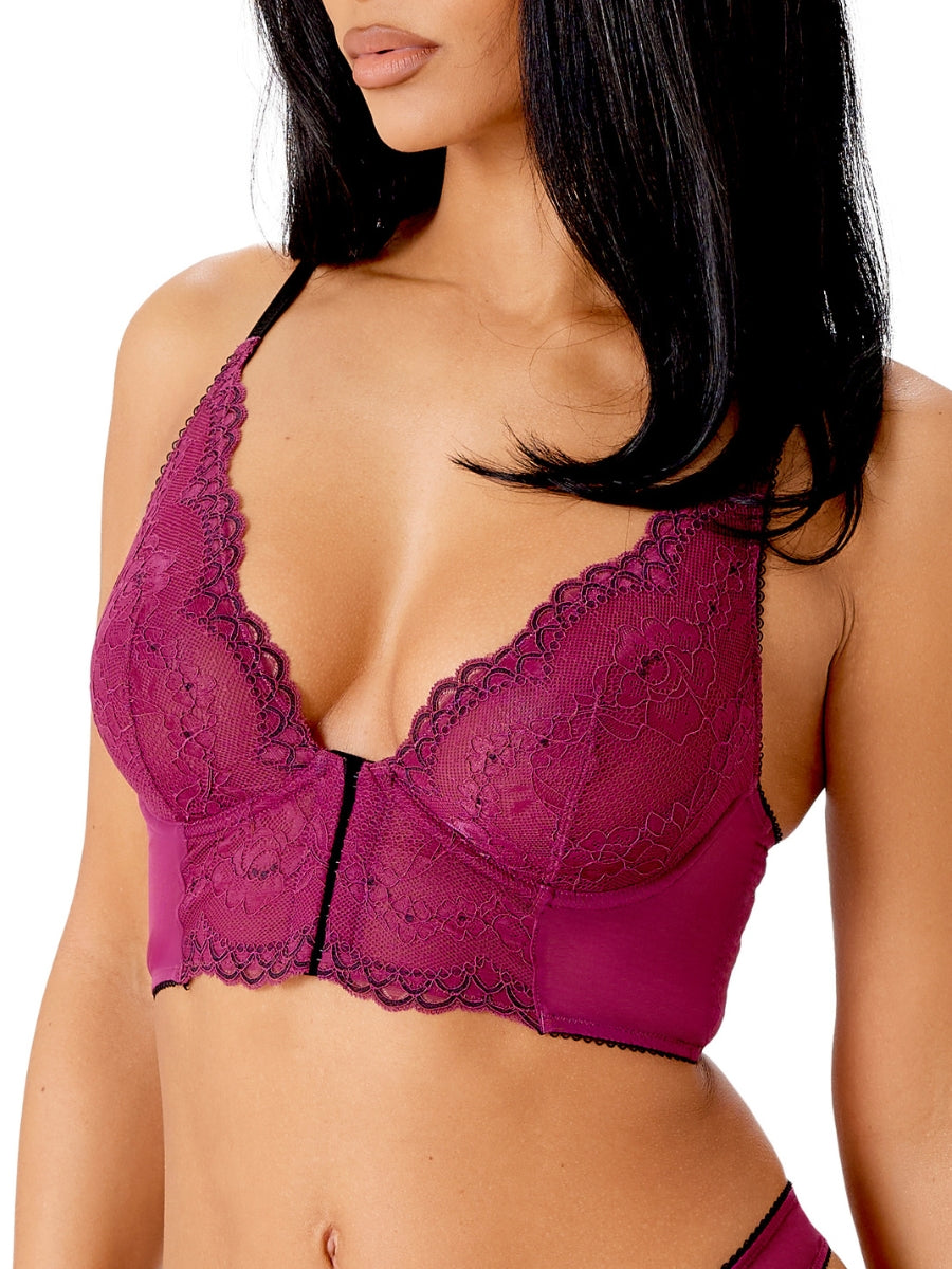 Superboost Lace Deep V Bralette - Purple Potion