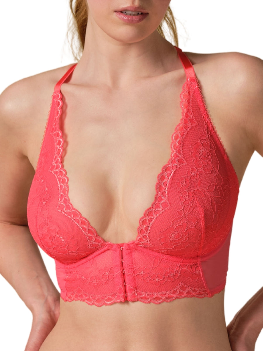 Superboost Lace Deep V Bralette - Sugar Coral