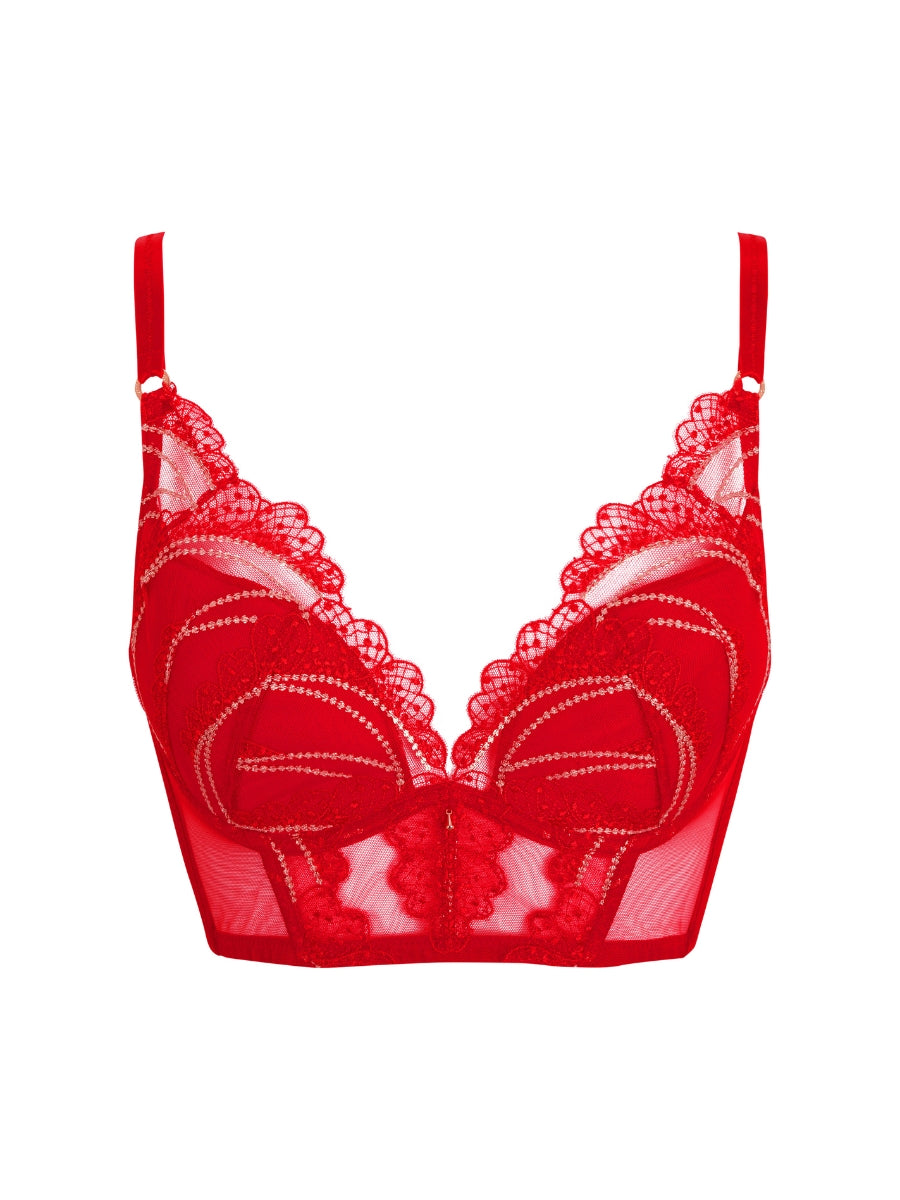 VIP Etoile Padded Longline Bra - Red