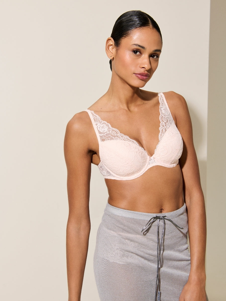 Cyrile Padded Plunge Bra - Crystal Pink