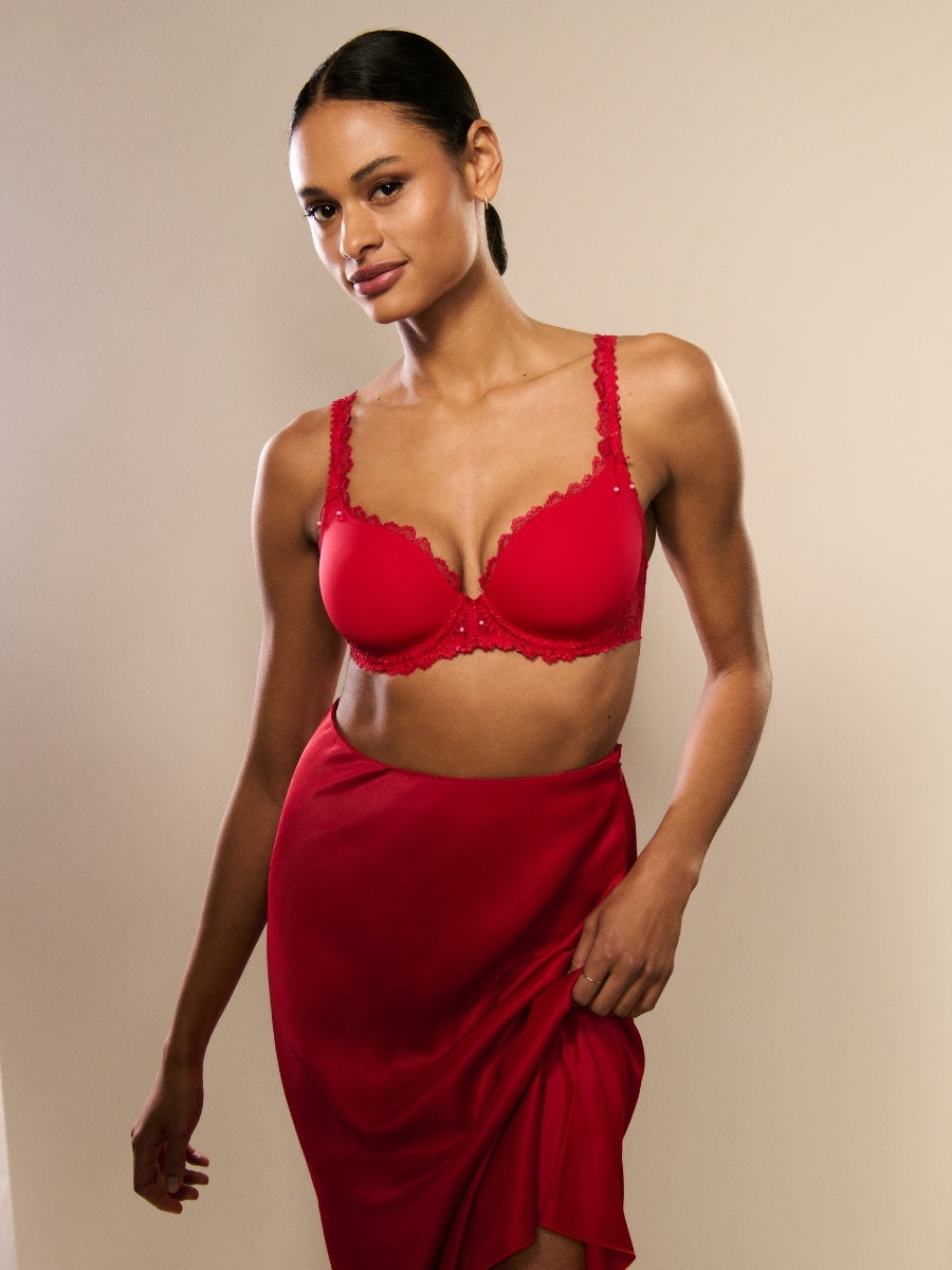 Jane Padded Heartshape Bra - True Red