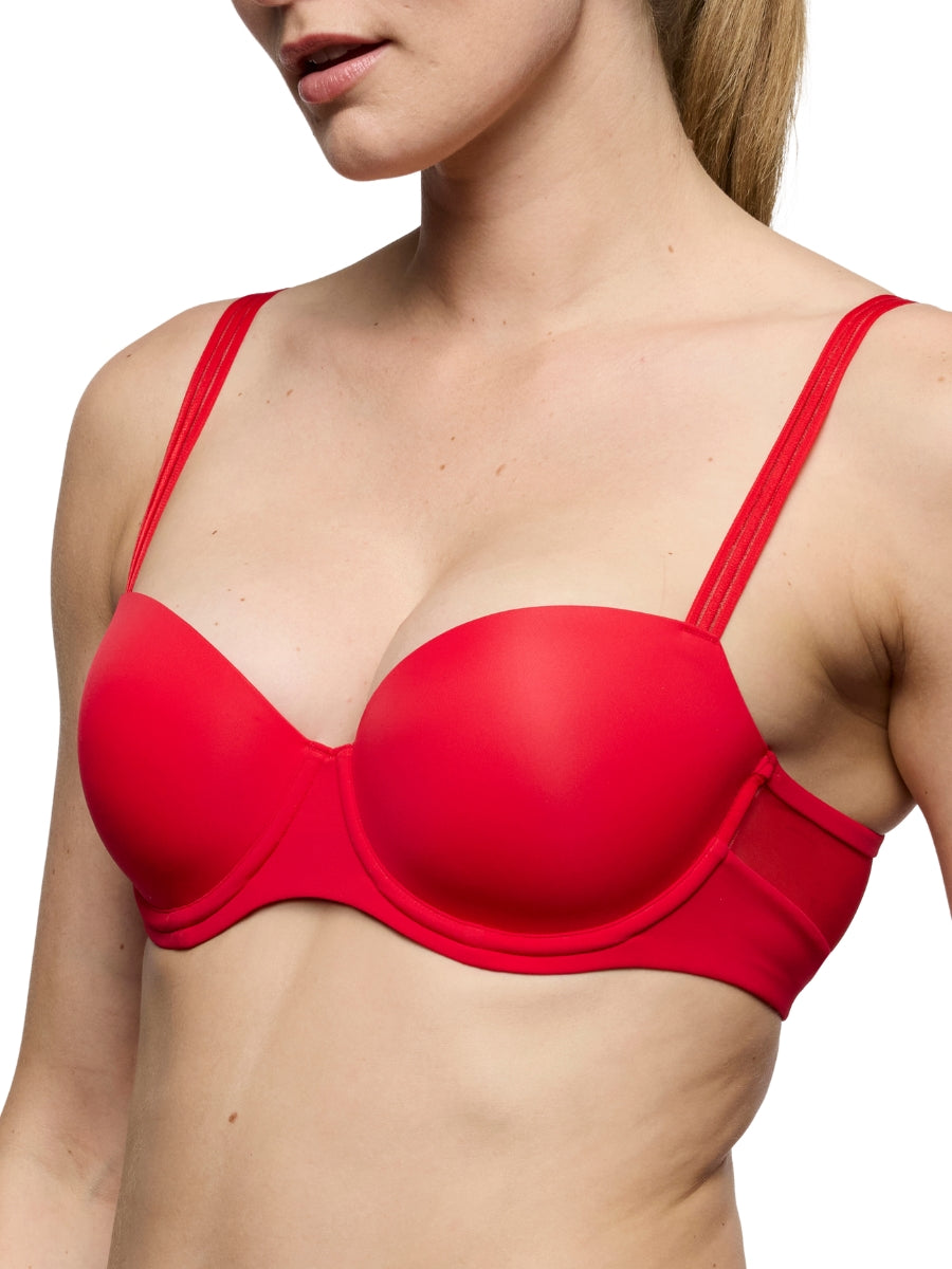 Louie Padded Balcony Bra - True Red