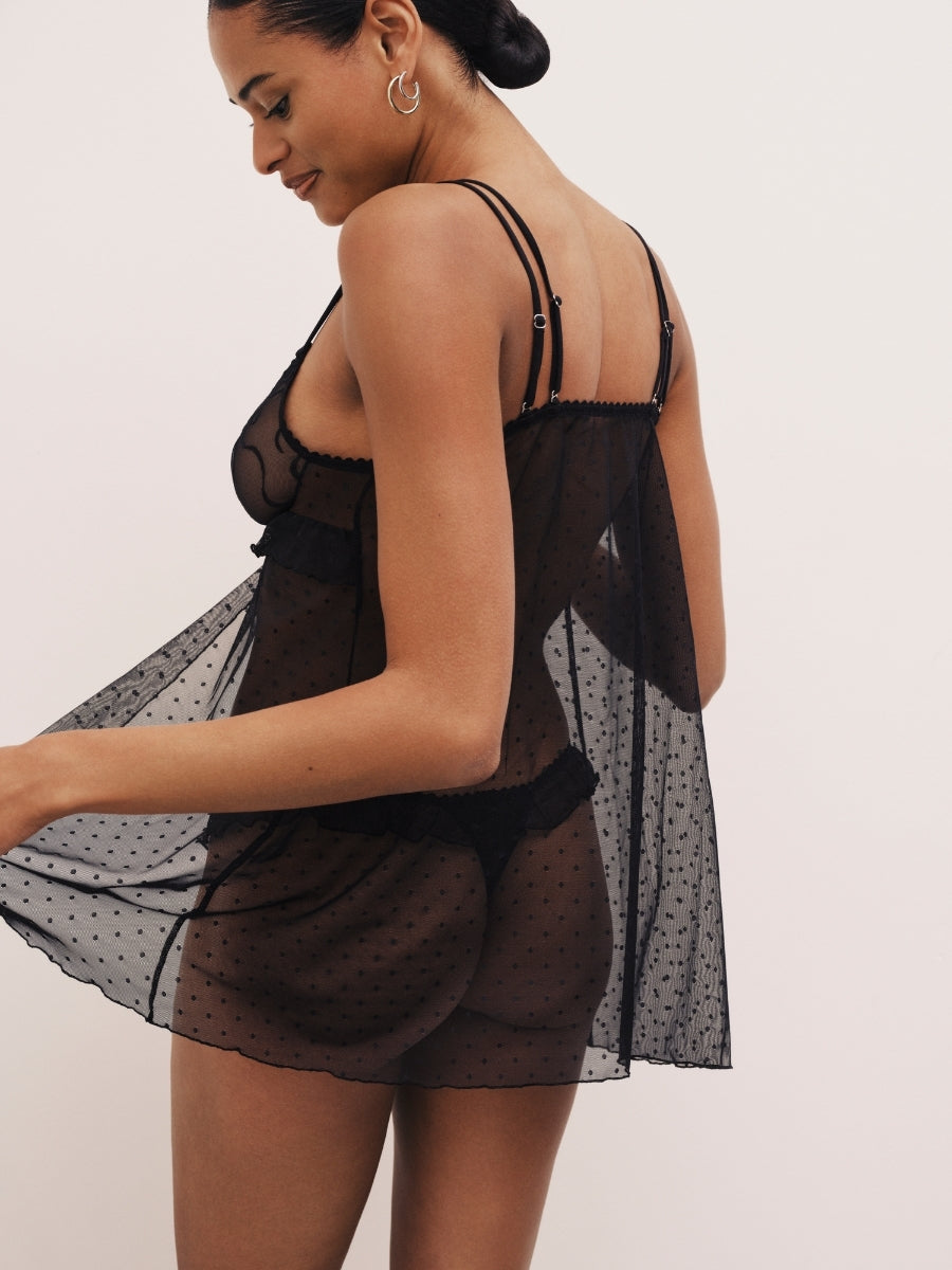 Noova Sheer Chemise - Black