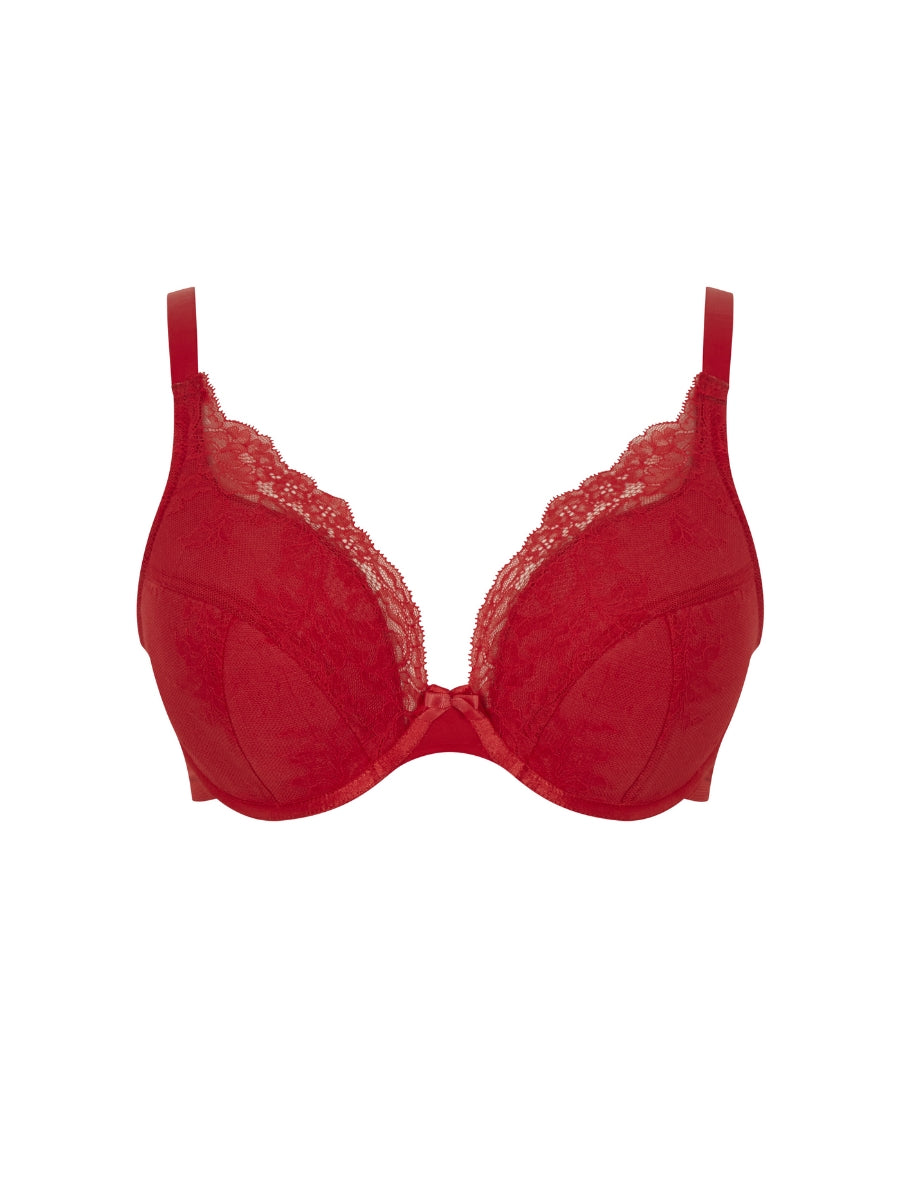 Ana High Apex Plunge Bra - Salsa Red