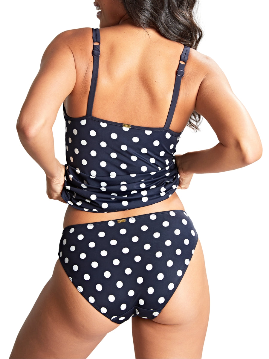 Anya Riva Spot Balcony Tankini Top - Navy/Vanilla