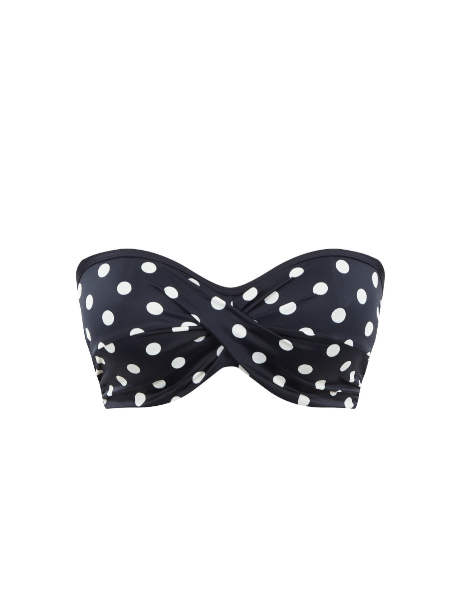 Anya Riva Spot Bandeau Bikini Top - Navy/Vanilla