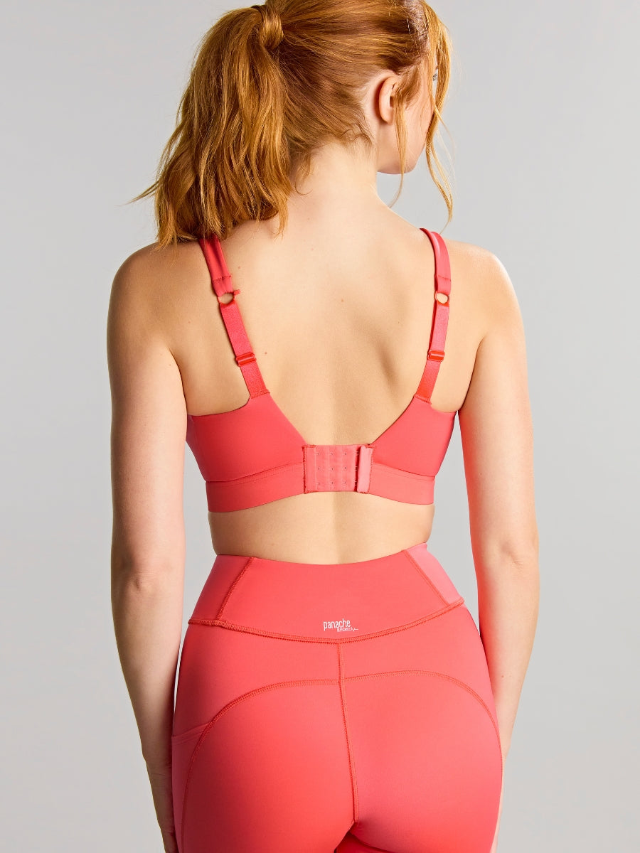 Endurance Wired Racerback Sports Bra - Grapefruit