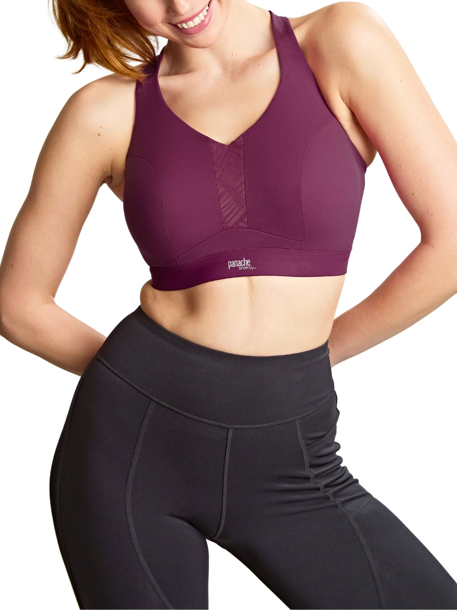 Endurance Wired Racerback Sports Bra - Berry/Chalk