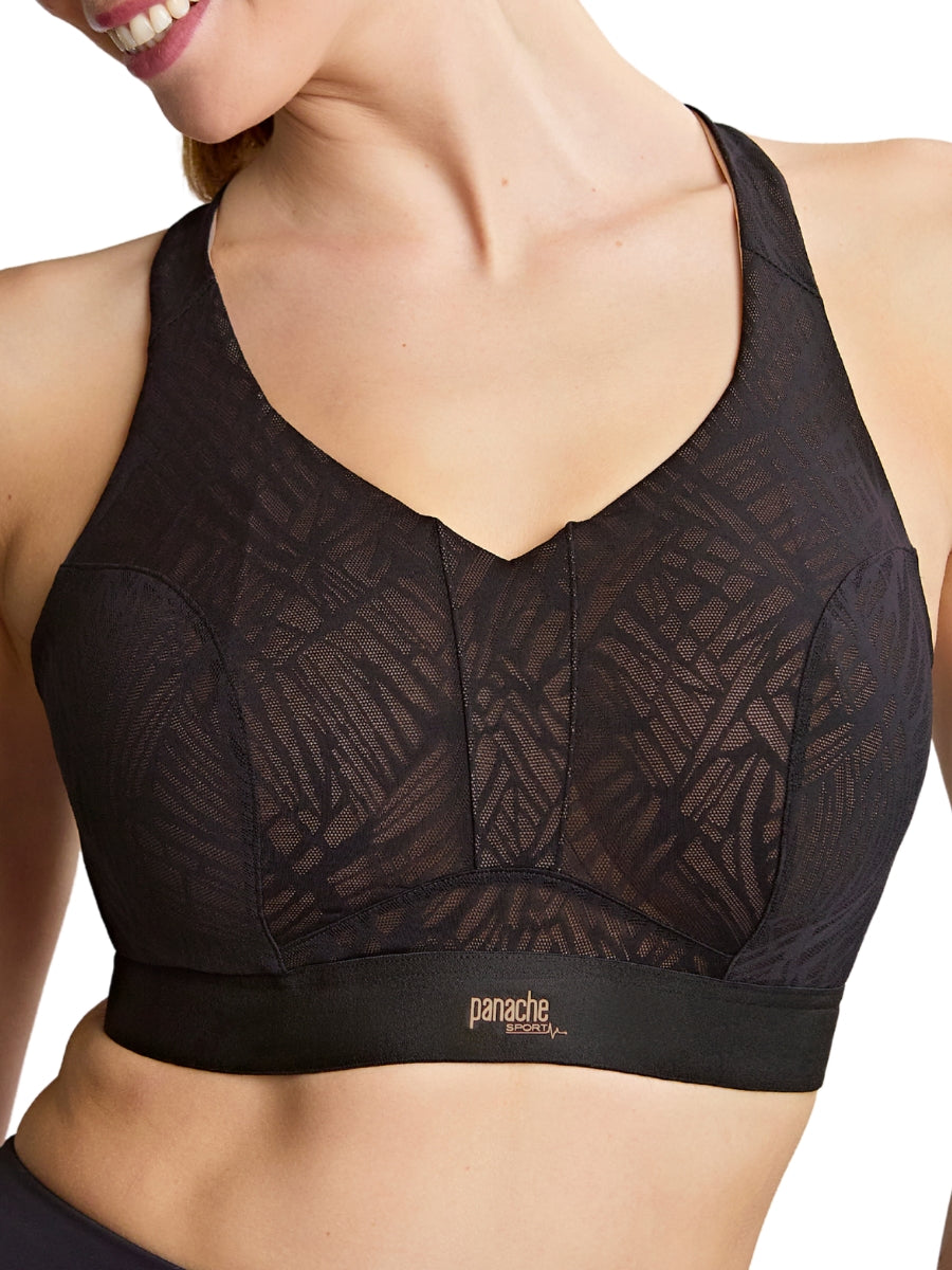 Endurance Wired Racerback Sports Bra - Black/Latte