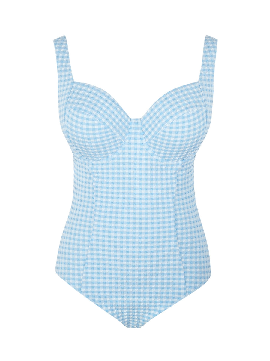 Gingham Paloma Balcony Swimsuit - Sky Blue Gingham